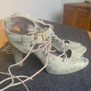 JCrew suede lace up platform heels